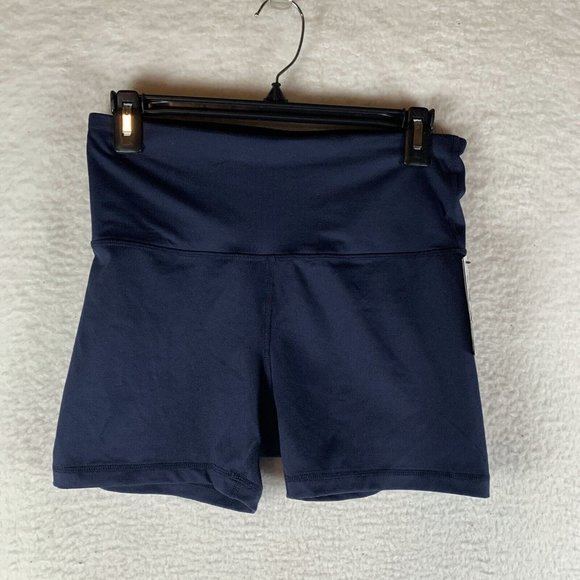 ID‎ Ideology Biker Shorts Women's M Indigo Sea Polyester Stretch Pull On 7542 - Picture 1 of 9